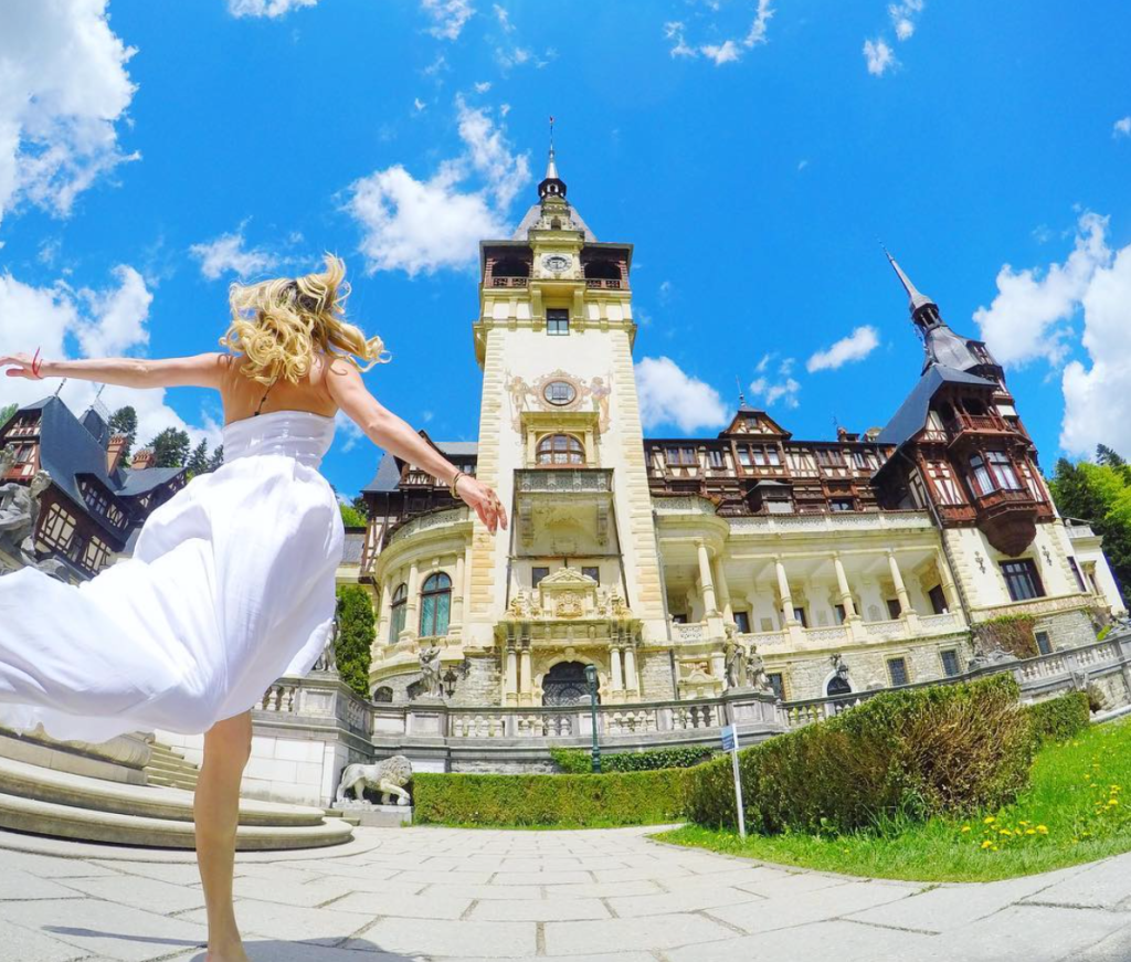Female traveler visiting top European destination Romania.