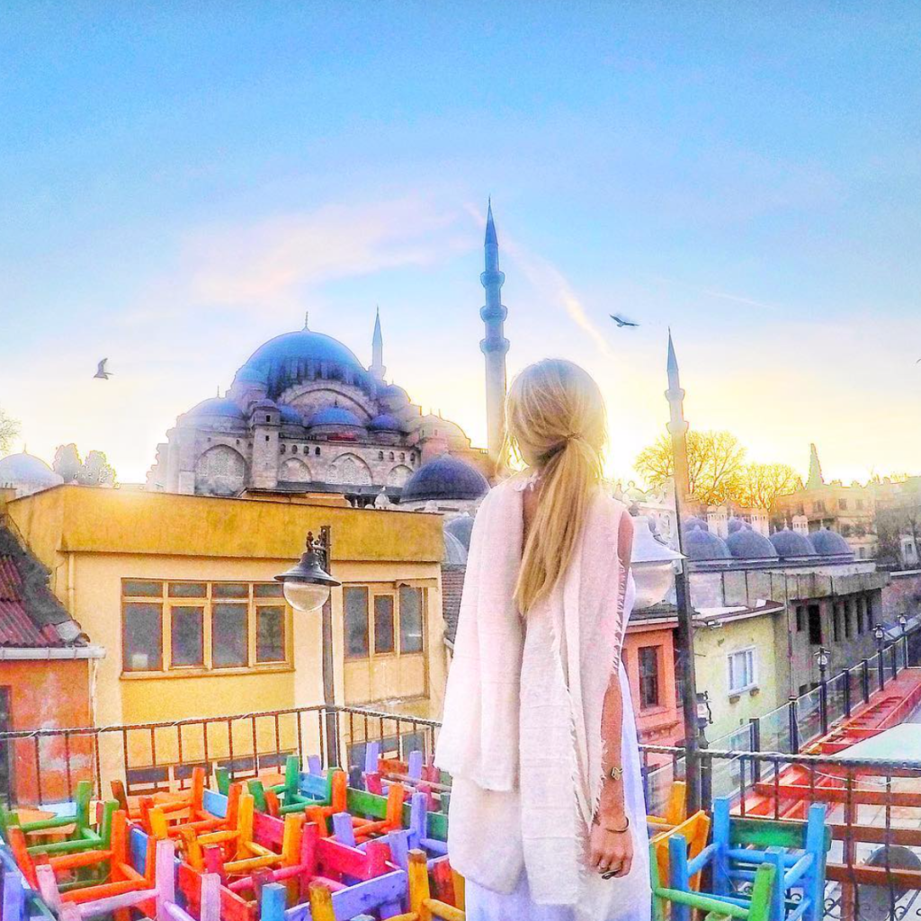 Female traveler in top European destination Turkey.